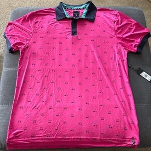 KENNETH COLE GOLF Polo Shirt Men's 2X Pink Premium UPF Stretch Short Sleeve NWT